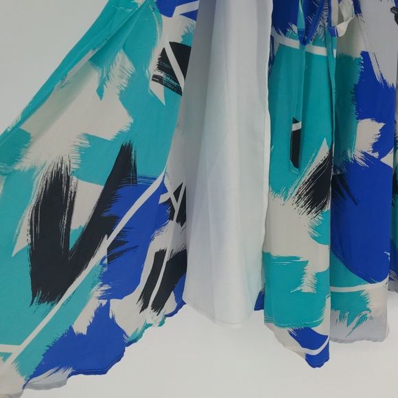 Yumi Kim Women's Silk Wrap Dress Size Extra Small Floral Blue White V Neck Lined - Picture 10 of 16